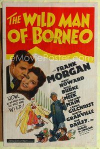 5p966 WILD MAN OF BORNEO 1sh '41 Frank Morgan, Mary Howard, howl as women make the wild man wild!