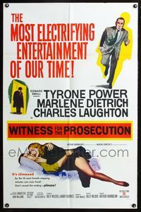 5p976 WITNESS FOR THE PROSECUTION int'l 1sh '58 Billy Wilder, Tyrone Power, Marlene Dietrich!