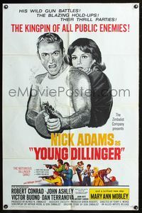 5p992 YOUNG DILLINGER 1sh '65 Nick Adams, filmed with machine-gun speed!