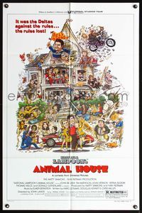 5q029 ANIMAL HOUSE style B 1sh '78 John Belushi, Landis classic, art by Nick Meyerowitz!