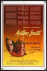 5q034 AUTUMN SONATA reviews 1sh '78 Ingmar Bergman directs & Ingrid Bergman stars!