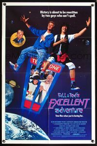 5q083 BILL & TED'S EXCELLENT ADVENTURE 1sh '89 Keanu Reeves, Socrates, Napoleon & Lincoln in booth!