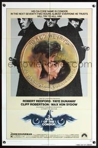 5q900 THREE DAYS OF THE CONDOR 1sh '75 secret agent Robert Redford & Faye Dunaway!
