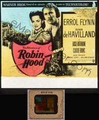 5t058 ADVENTURES OF ROBIN HOOD glass slide R48 Errol Flynn as Robin Hood, Olivia De Havilland
