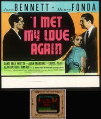 5t059 I MET MY LOVE AGAIN glass slide '38 Henry Fonda looks at pretty Joan Bennett with Marshal!