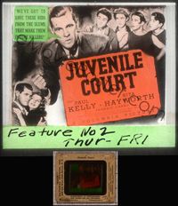 5t065 JUVENILE COURT glass slide '38 young sexy Rita Hayworth with Paul Kelly & slum kids!