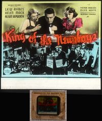5t068 KING OF THE NEWSBOYS glass slide '38 reporter Lew Ayres between Helen Mack & Alison Skipworth