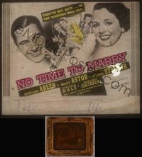 5t076 NO TIME TO MARRY glass slide '38 Richard Arlen & Mary Astor have bats in the wedding bell-fry