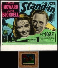 5t080 STAND-IN glass slide '37 headshots of Leslie Howard & Joan Blondell, but no Humphrey Bogart!