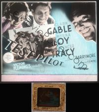 5t085 TEST PILOT glass slide '38 different image of Clark Gable, Myrna Loy & Spencer Tracy!