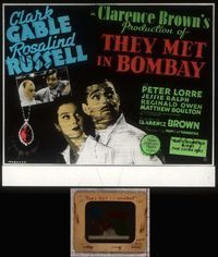 5t087 THEY MET IN BOMBAY glass slide '41 close up of Clark Gable & pretty Rosalind Russell!