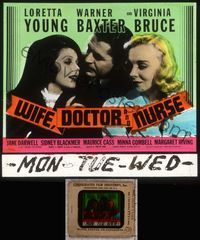 5t103 WIFE, DOCTOR & NURSE glass slide '37 Warner Baxter between Loretta Young & Virginia Bruce!