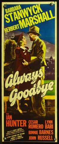 5r022 ALWAYS GOODBYE insert '38 full-length romantic image of Barbara Stanwyck & Herbert Marshall!