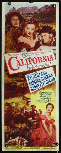 5r075 CALIFORNIA insert '46 Ray Milland, Barbara Stanwyck, Barry Fitzgerald