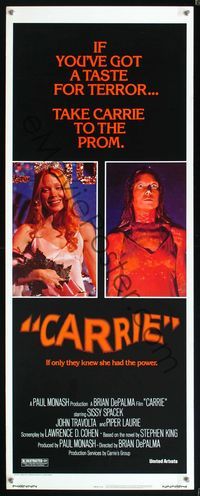 5r083 CARRIE insert '76 Stephen King, Sissy Spacek before and after her bloodbath at the prom!