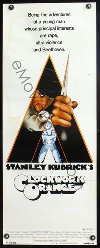 5r093 CLOCKWORK ORANGE insert '72 Stanley Kubrick classic, Phillip Castle art of Malcolm McDowell!
