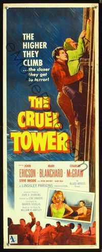 5r105 CRUEL TOWER insert '56 the higher they climb, the closer they get to terror!