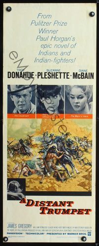 5r123 DISTANT TRUMPET insert '64 cool art of Troy Donahue vs Indians by Frank McCarthy!