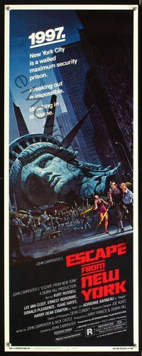 5r135 ESCAPE FROM NEW YORK insert '81 John Carpenter, art of decapitated Lady Liberty by Barry E. Jackson!