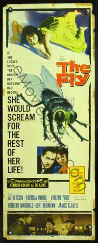 5r157 FLY insert '58 classic sci-fi, she looked upon the horror her husband had become!