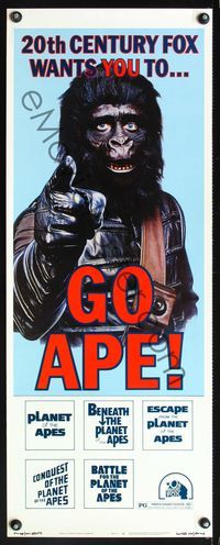 5r178 GO APE insert '74 5-bill Planet of the Apes, wonderful Uncle Sam parody art!