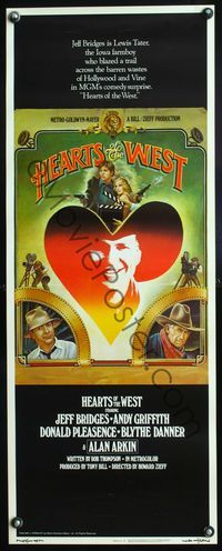 5r202 HEARTS OF THE WEST insert '75 art of Hollywood cowboy Jeff Bridges by Richard Hess!