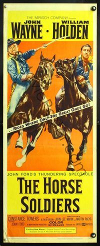 5r218 HORSE SOLDIERS insert '59 art of U.S. Cavalrymen John Wayne & William Holden, John Ford