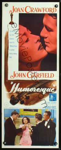 5r221 HUMORESQUE insert '46 Joan Crawford is a woman with a heart she can't control, John Garfield