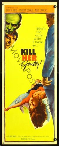 5r248 KILL HER GENTLY insert '58 English noir, artwork of victim, the suspense is killing!