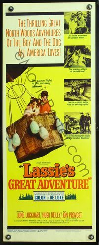 5r263 LASSIE'S GREAT ADVENTURE insert '63 most classic Collie dog & boy in hot air balloon!