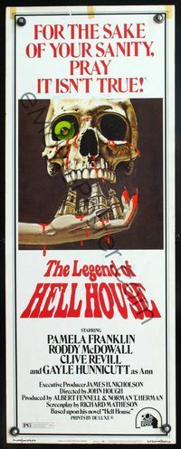 5r272 LEGEND OF HELL HOUSE insert '73 great skull & haunted house dripping with blood art by B.T.!