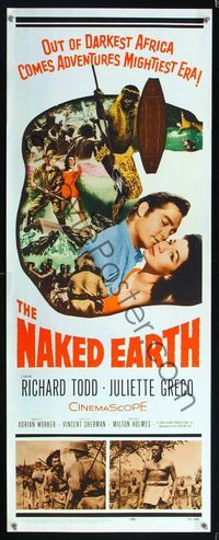 5r356 NAKED EARTH insert '58 sexy Juliette Greco, out of darkest Africa comes mighty adventure!