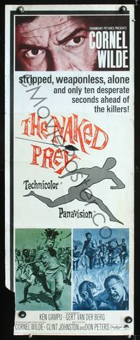 5r357 NAKED PREY insert '65 Cornel Wilde stripped and weaponless in Africa running from killers!