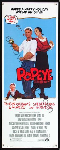 5r407 POPEYE insert '80 Robert Altman, Robin Williams & Shelley Duvall as E.C. Segar's characters!