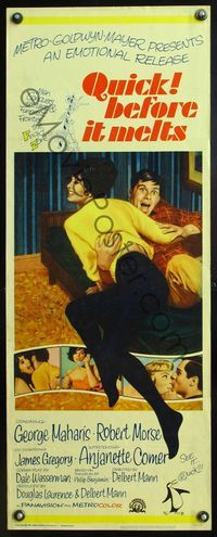 5r422 QUICK, BEFORE IT MELTS insert '65 art of sexy Anjanette Comer with Robert Morse on couch!