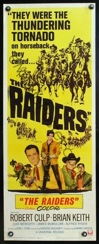 5r427 RAIDERS insert '64 Robert Culp, Brian Keith, Judi Meredith, cool western artwork!