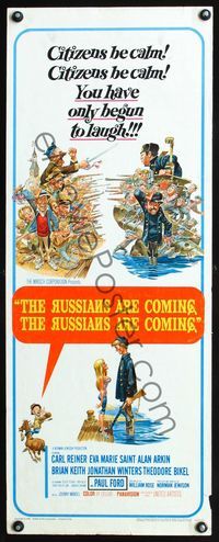 5r471 RUSSIANS ARE COMING insert '66 Carl Reiner, great Jack Davis art of Russians vs Americans!