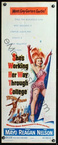 5r515 SHE'S WORKING HER WAY THROUGH COLLEGE insert '52 sexy full-length Virginia Mayo,Ronald Reagan