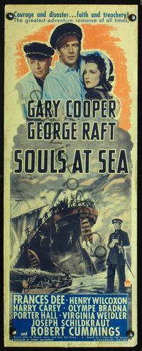 5r549 SOULS AT SEA insert R43 Gary Cooper, George Raft, Frances Dee, cool ship artwork!