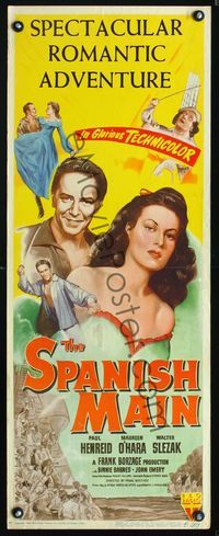 5r552 SPANISH MAIN insert '45 Maureen O'Hara, Paul Henreid, Walter Slezak, first color RKO!
