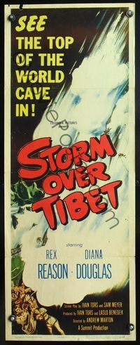 5r571 STORM OVER TIBET insert '52 Rex Reason, Diana Douglas, see the top of the world cave in!