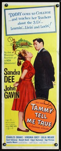 5r604 TAMMY TELL ME TRUE insert '61 great full-length image of Sandra Dee about to kiss John Gavin!