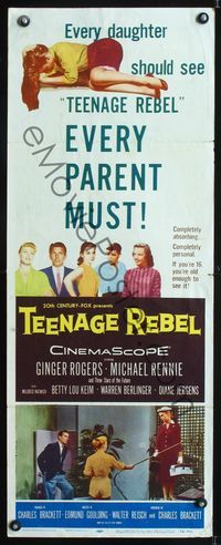 5r609 TEENAGE REBEL insert '56 Rennie sends his daughter to mom Ginger Rogers so he can have fun!