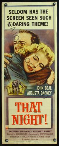 5r615 THAT NIGHT insert '57 husband John Beal and wife Augusta Dabney have sex troubles!