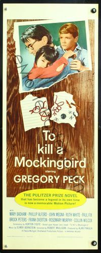 5r634 TO KILL A MOCKINGBIRD insert '63 Gregory Peck, from Harper Lee's classic novel!