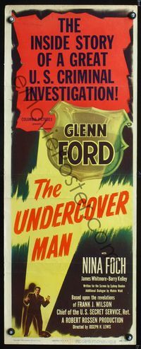 5r650 UNDERCOVER MAN insert '49 lawman's badge shines a light on Glenn Ford posing as gangster!