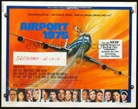 5s012 AIRPORT 1975 1/2sh '74 Charlton Heston, Karen Black, G. Akimoto aviation accident art!