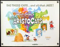 5s035 ARISTOCATS 1/2sh '71 Walt Disney feline jazz musical cartoon, great image!