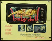 5s043 BABY DOLL 1/2sh '57 Elia Kazan, classic image of sexy troubled teen Carroll Baker!