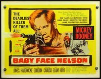 5s044 BABY FACE NELSON style B 1/2sh '57 art of Public Enemy No. 1 Mickey Rooney firing tommy gun!